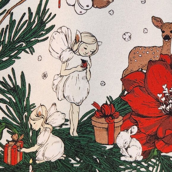 Nuppu Print Joulusatu Organic Jersey Fabric 2 Yards, Christmas Knit Cotton with - Picture 10 of 12